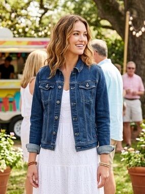 Talbots Navy Denim Jacket with Contrast Stitching
